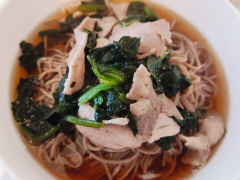 包丁いらず☆豚肉とほうれん草のお蕎麦